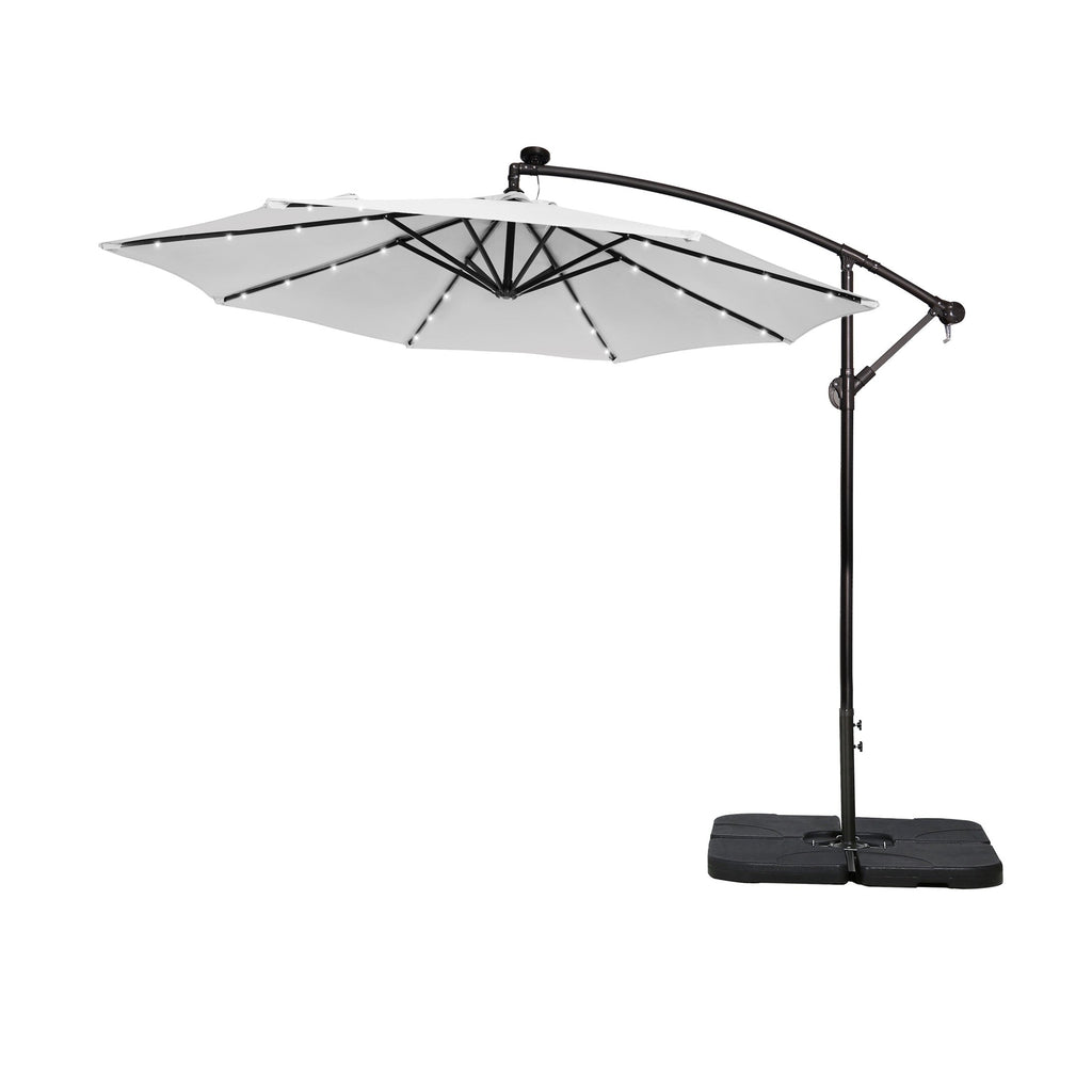 Parasol de terrasse éclairé à énergie solaire de 3 m avec pied