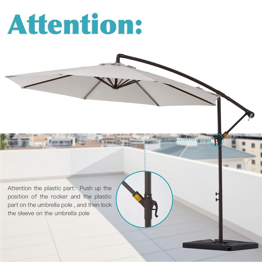 Parasol déporté à manivelle en acier de 10 pieds avec base lestée