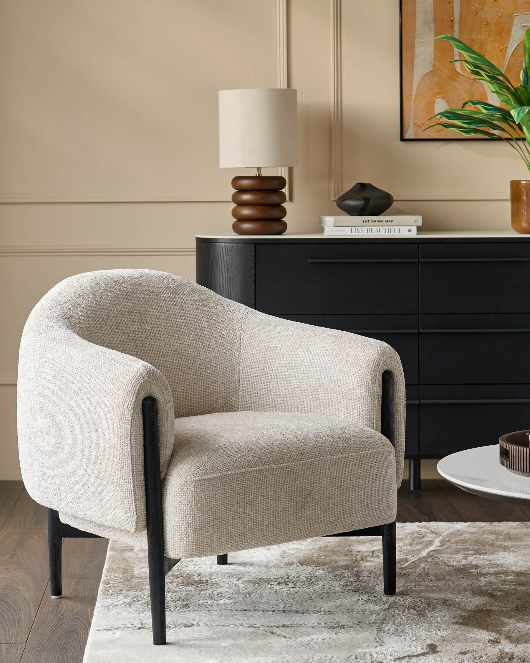 Fauteuil d'appoint Tristan en tissu naturel