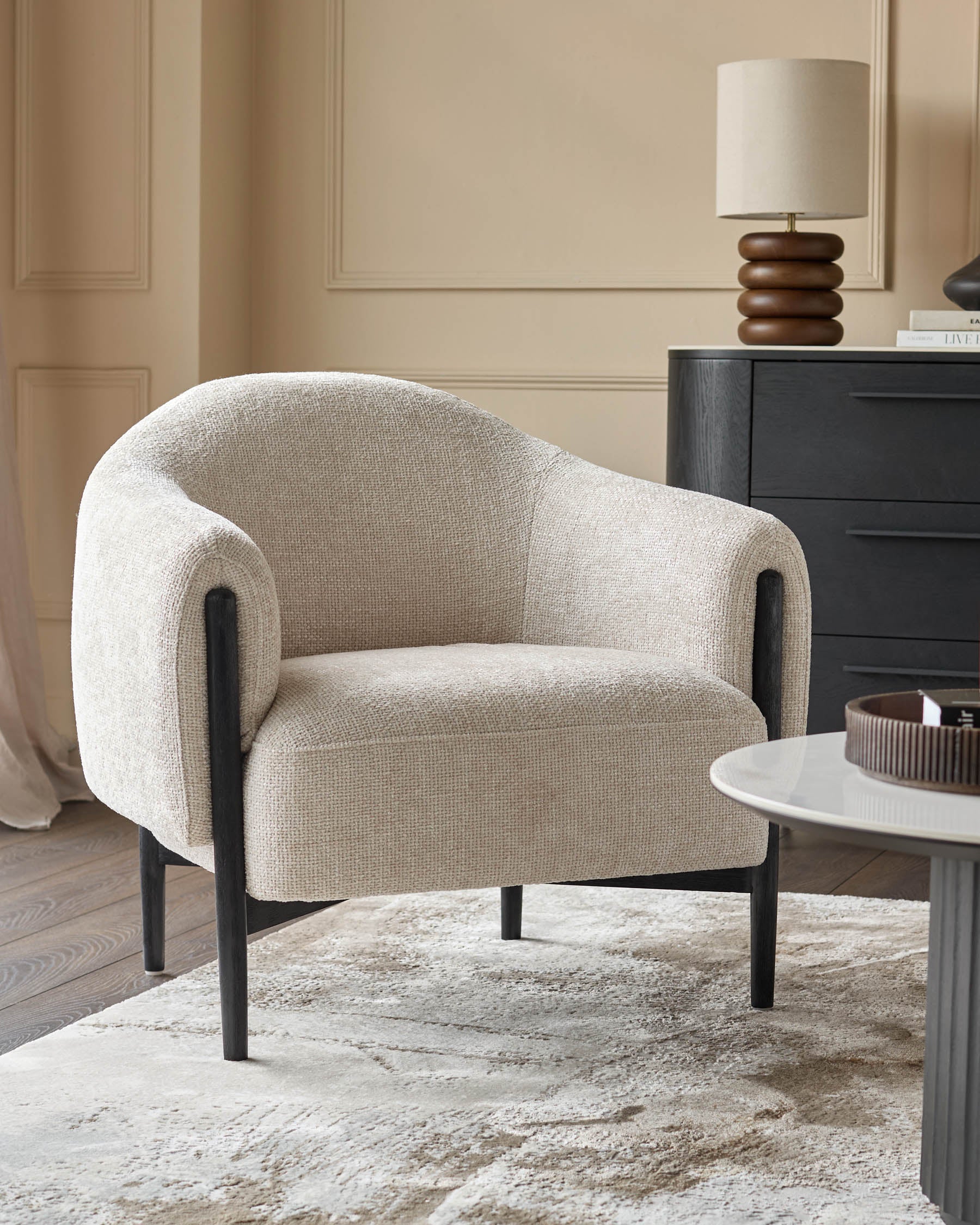 Fauteuil d'appoint Tristan en tissu naturel