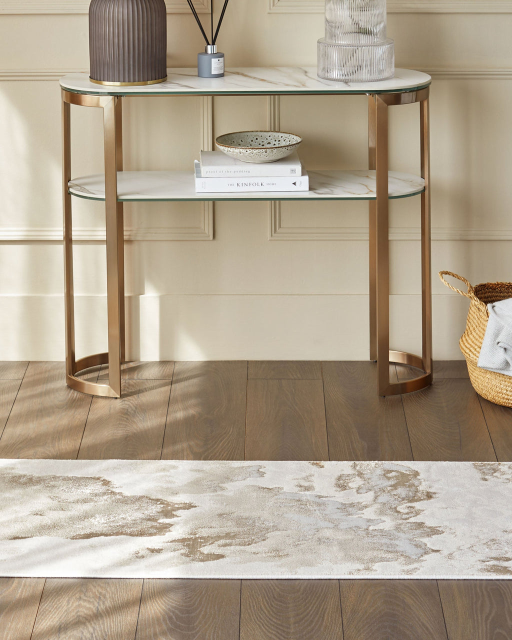 Tapis de couloir texturé or doux Perla