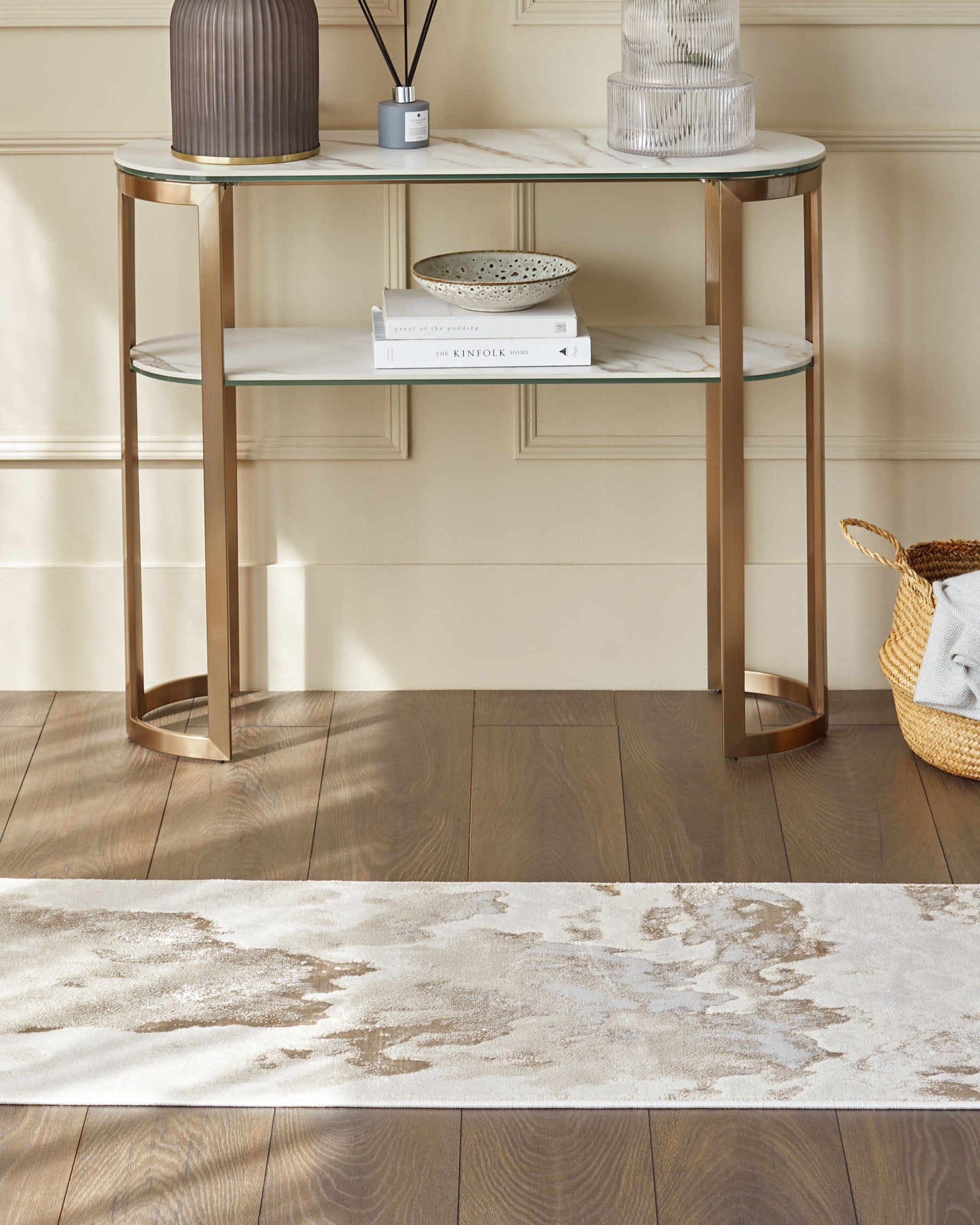 Tapis de couloir texturé or doux Perla