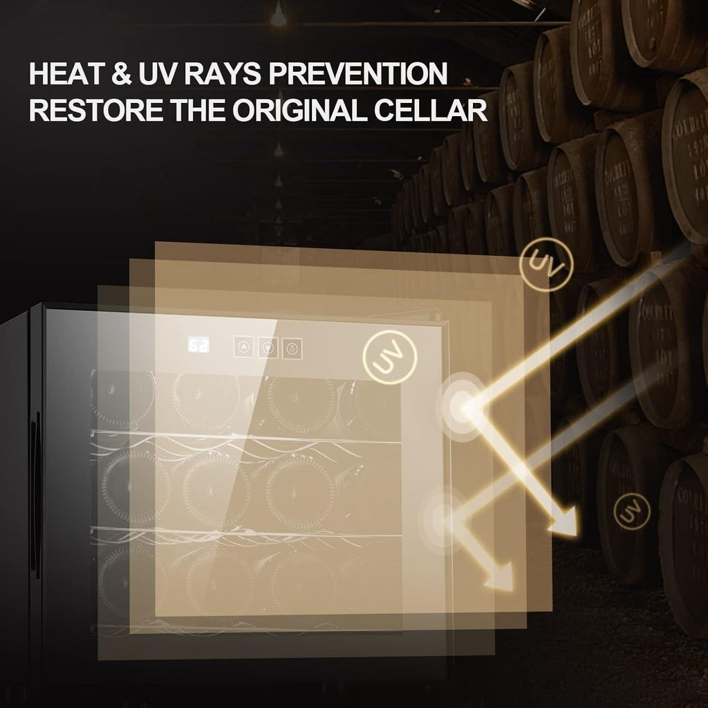 Réfrigérateur à vin 12 bouteilles, mini-cave à vin (12-18 °C), refroidisseur à vin de comptoir avec contrôle numérique de la température