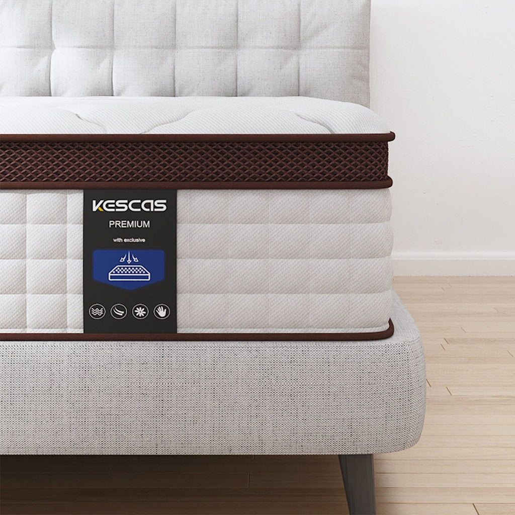Matelas hybride 14 pouces, mousse à mémoire de forme et ressorts ensachés, fermeté moyenne, tailles Queen et King en option