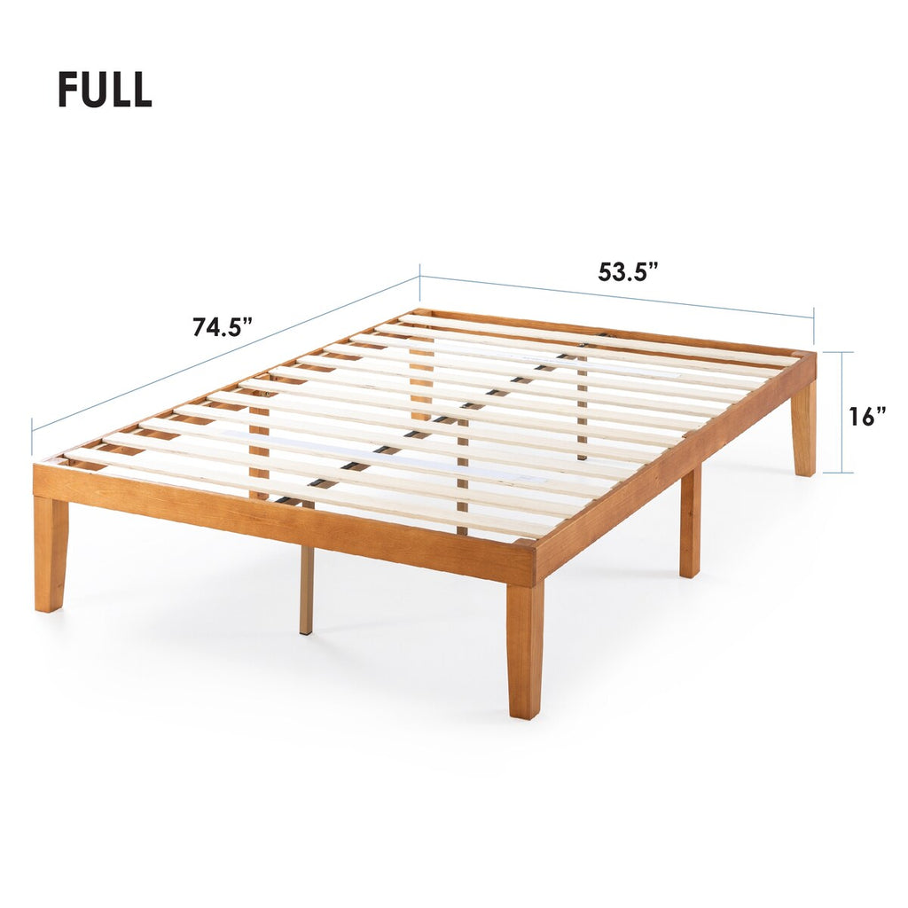 Cadre de lit plateforme classique en bois massif de 16 pouces, disponible en plusieurs finitions