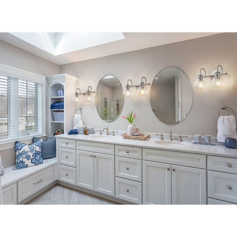 Applique murale de salle de bain à 2/3 lumières avec abat-jour en verre