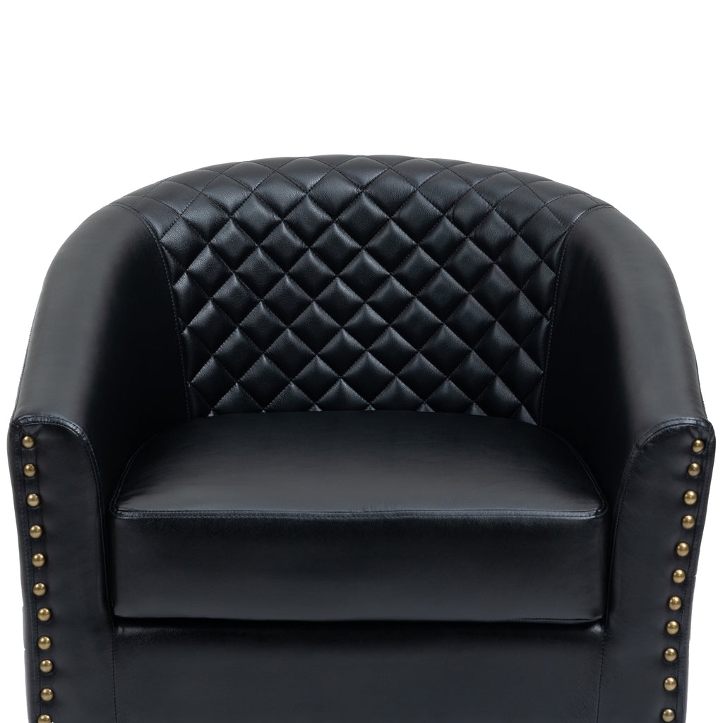 Lot de 2 chaises d'appoint tonneau en cuir vegan de 29 W avec garniture cloutée