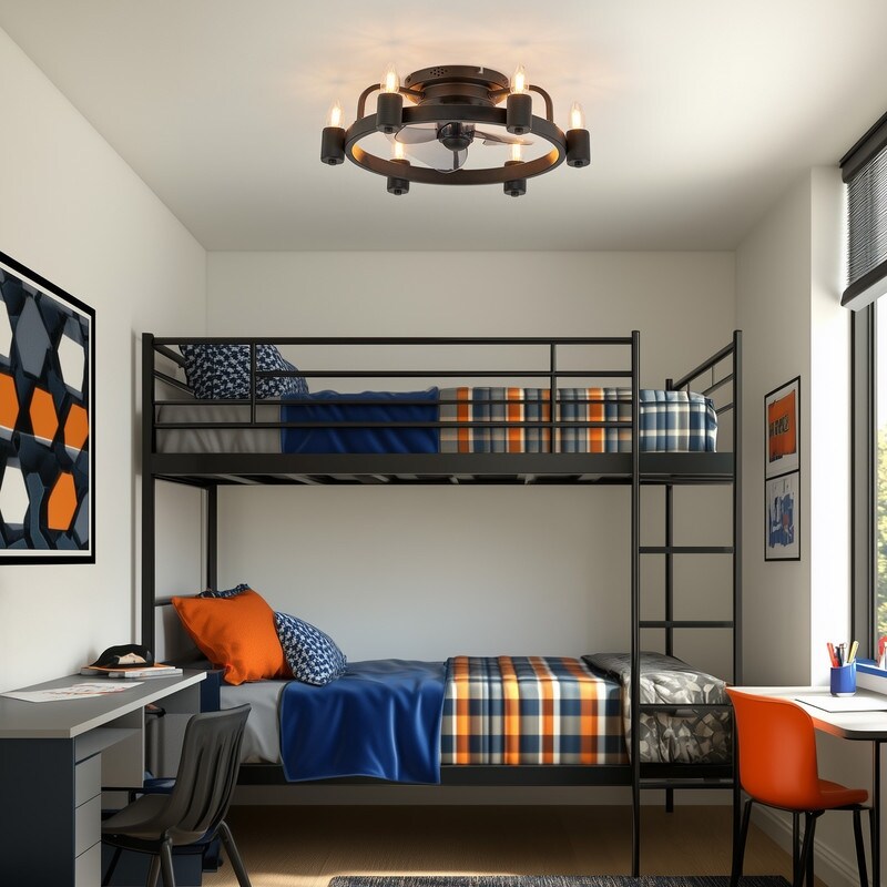 Ventilateur de plafond moderne de style ferme de 20 po, éclairage LED discret à encastrer avec télécommande pour salon