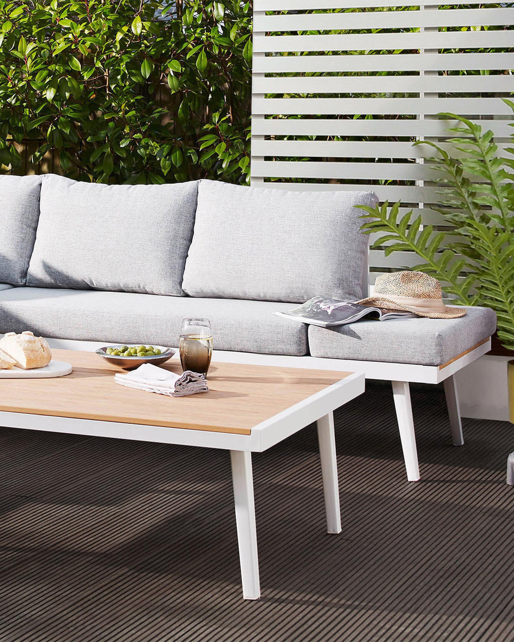 Banc de jardin d'angle droit blanc Palermo