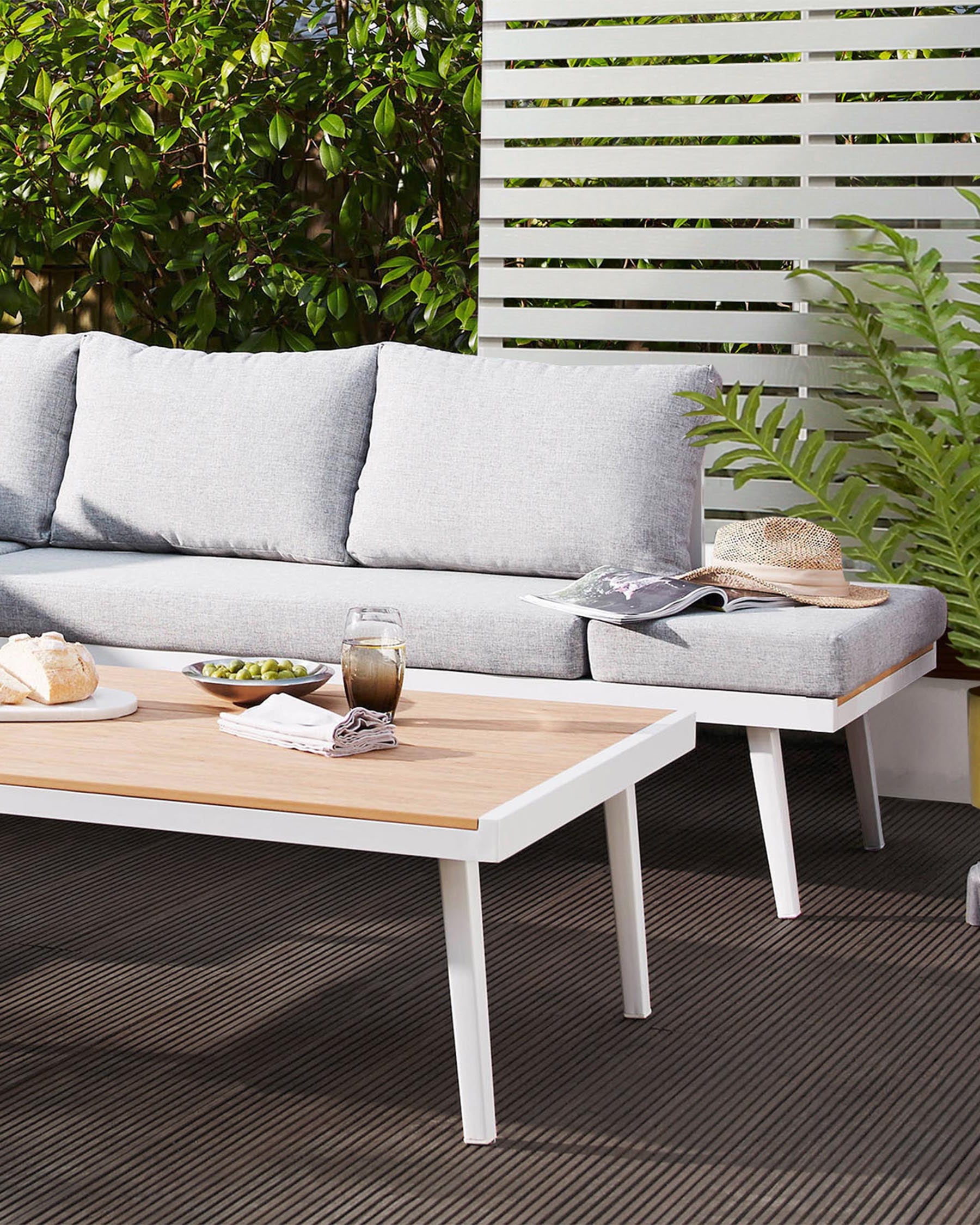 Banc de jardin d'angle droit blanc Palermo