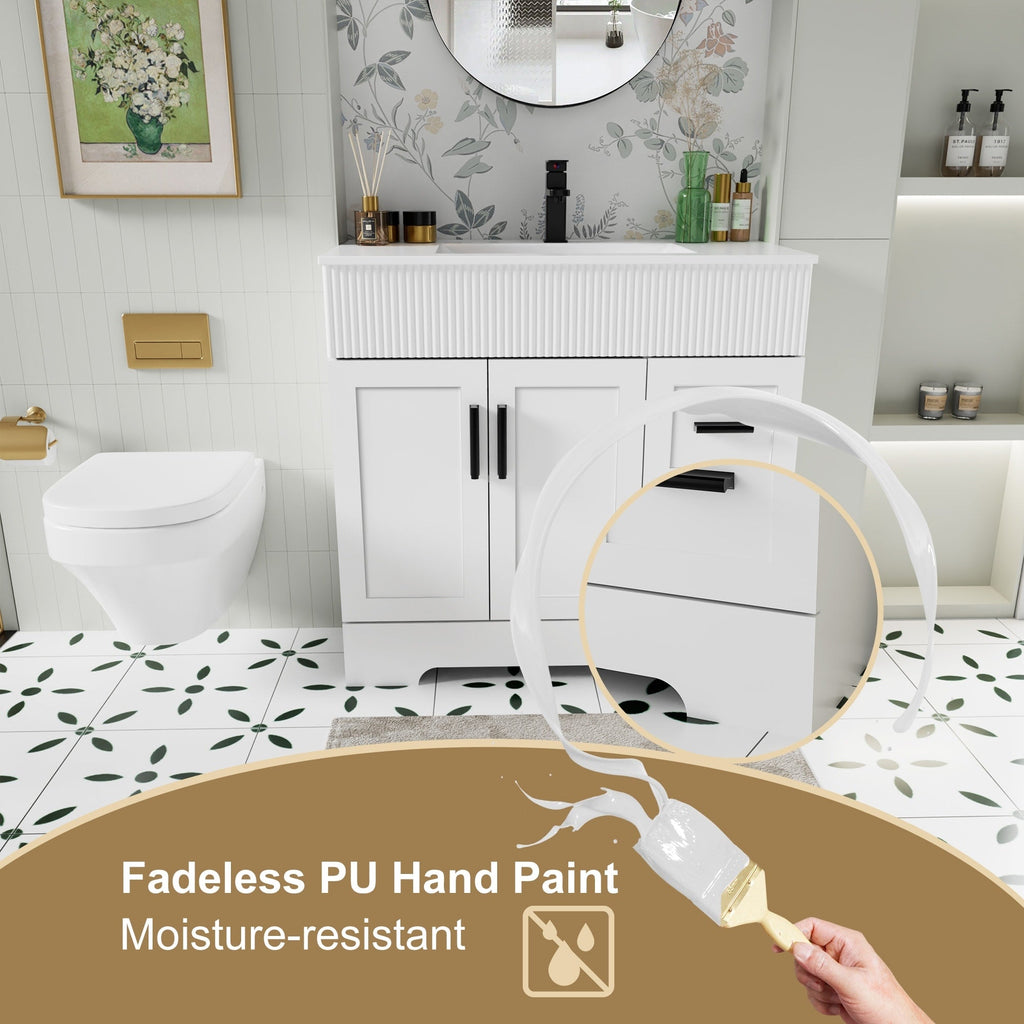Ensemble de meuble-lavabo Wavy Line 30/36/48 avec lavabo et robinet