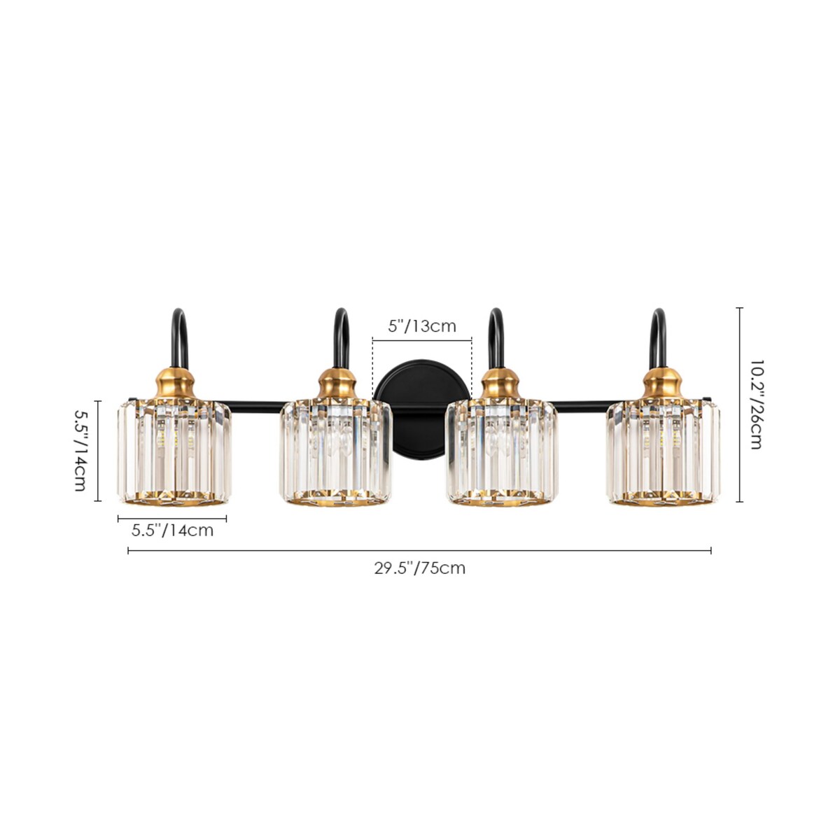 Applique murale moderne en cristal pour salle de bain, éclairage de vanité, chrome/noir/doré