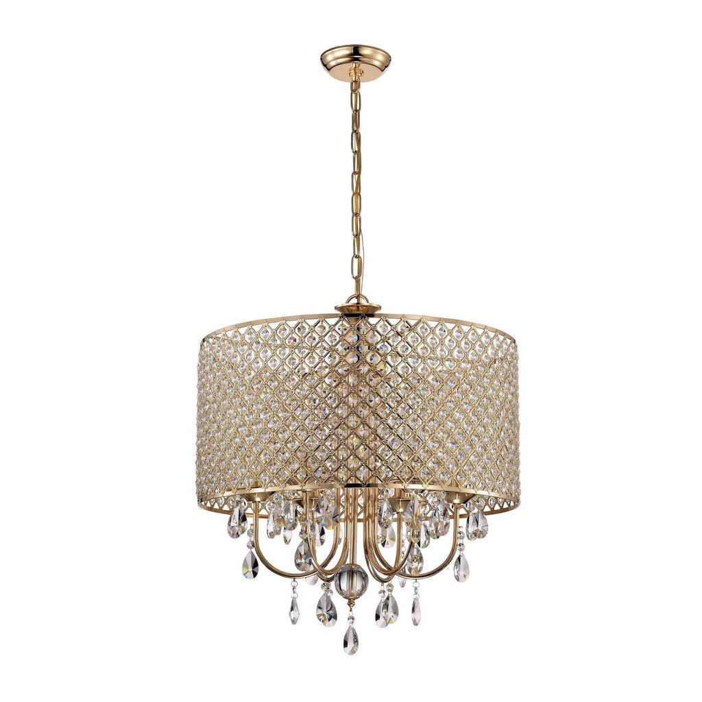 Lustre tambour à perles rondes avec cristaux suspendus
