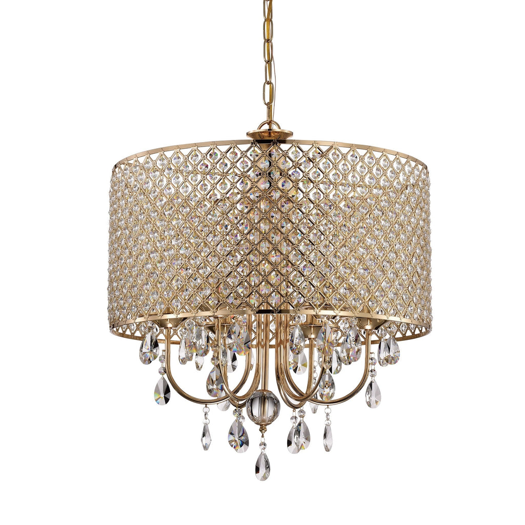 Lustre tambour à perles rondes avec cristaux suspendus