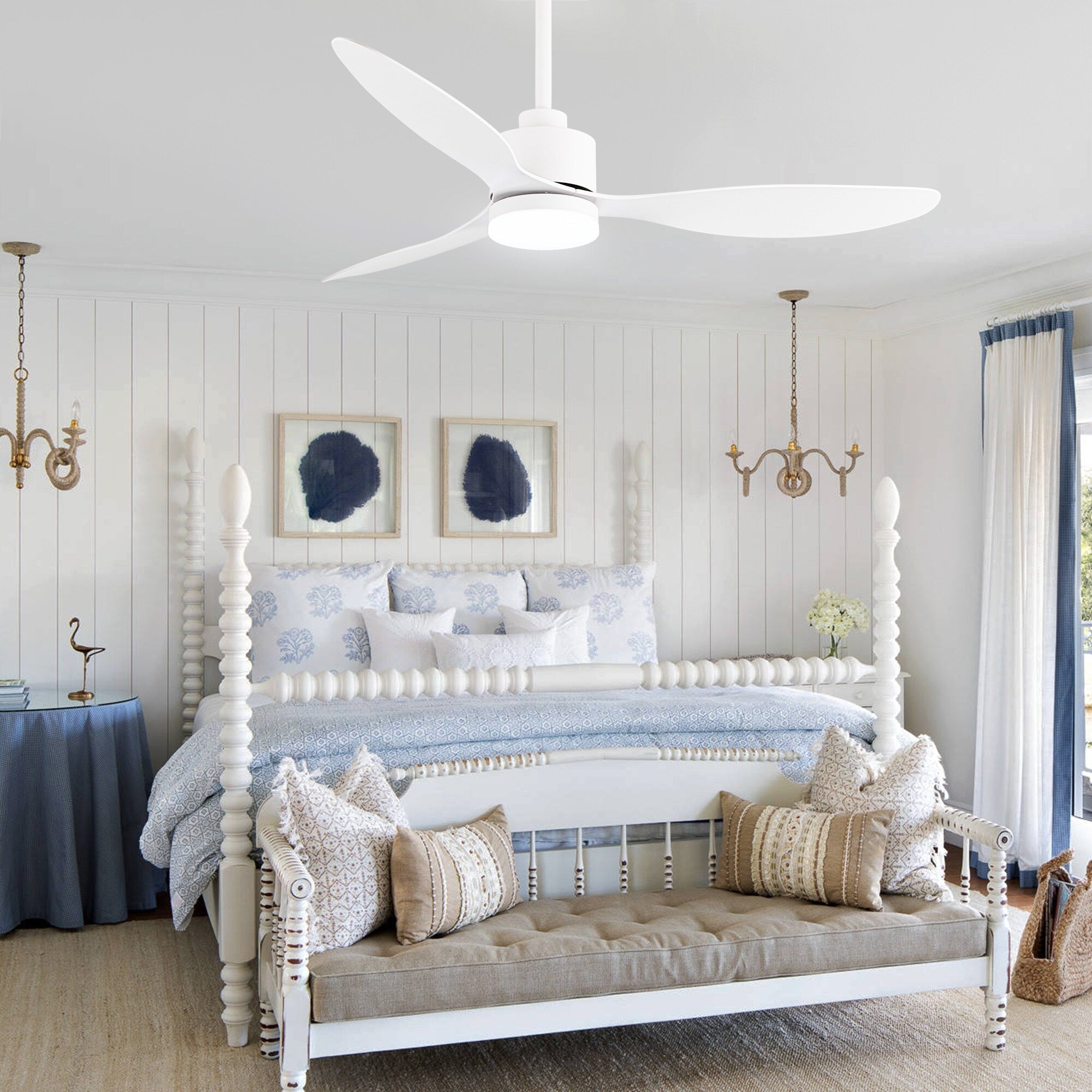 Ventilateur de plafond à DEL de 52 pouces avec télécommande (3 pales)