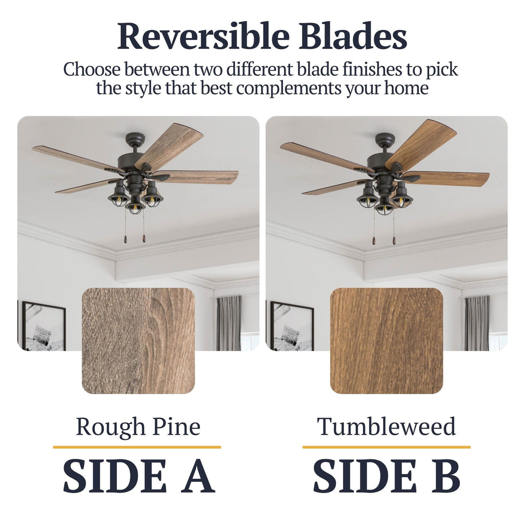 Ventilateur de plafond LED Prominence Home Sivan Bronze Farmhouse avec éclairage et télécommande