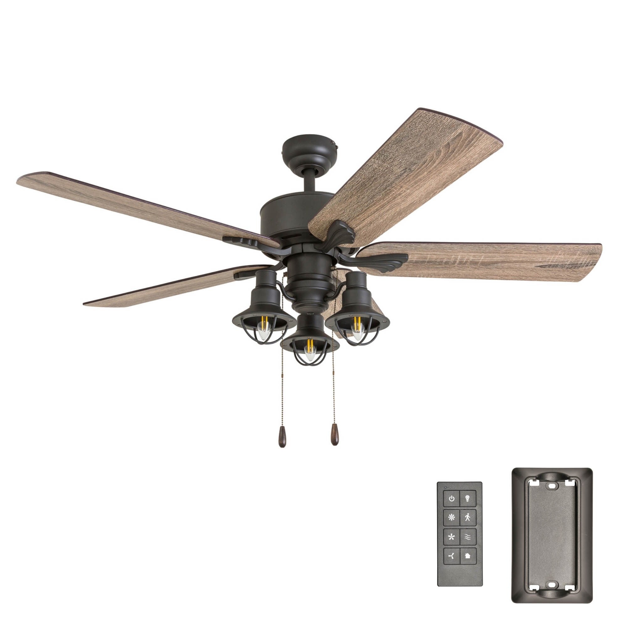 Ventilateur de plafond LED Prominence Home Sivan Bronze Farmhouse avec éclairage et télécommande