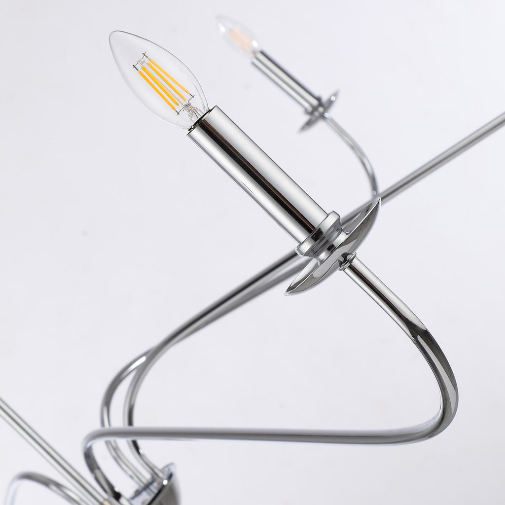 Lustre minimaliste à 6 lumières de 64 pouces, noir mat, or et chrome - N/A