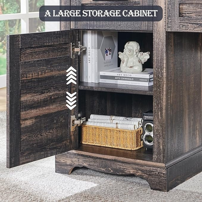 Bureau de direction en L de style ferme, bureau d'angle en bois, bureau d'ordinateur