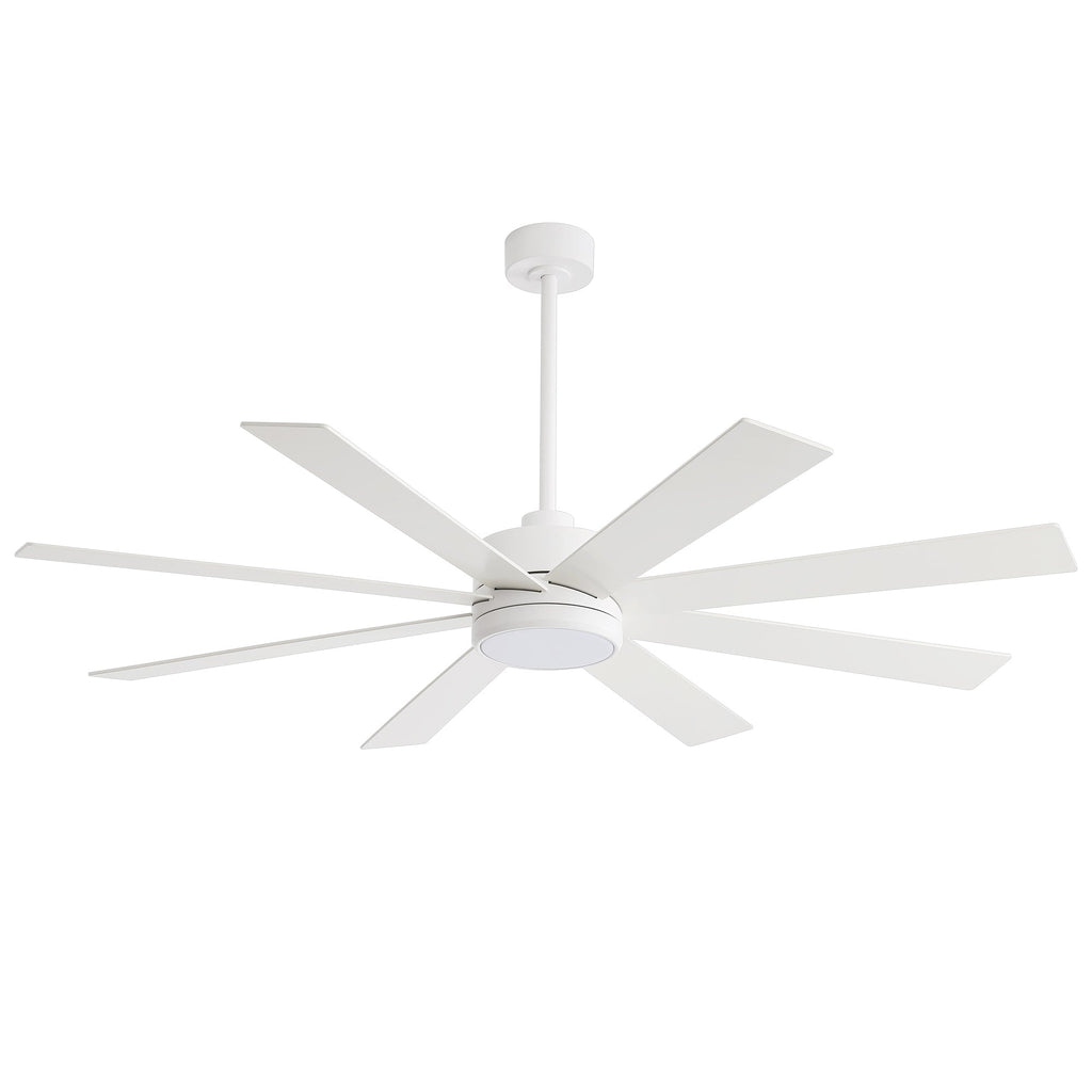 Ventilateur de plafond LED noir à 8 pales de 65 pouces avec éclairage et télécommande