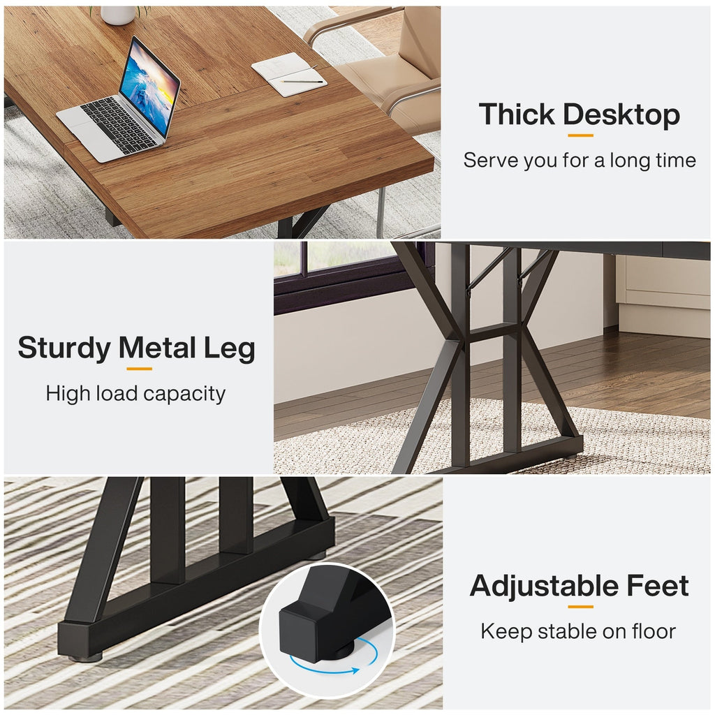 Bureau exécutif de 70,8 pouces, grand poste de travail informatique