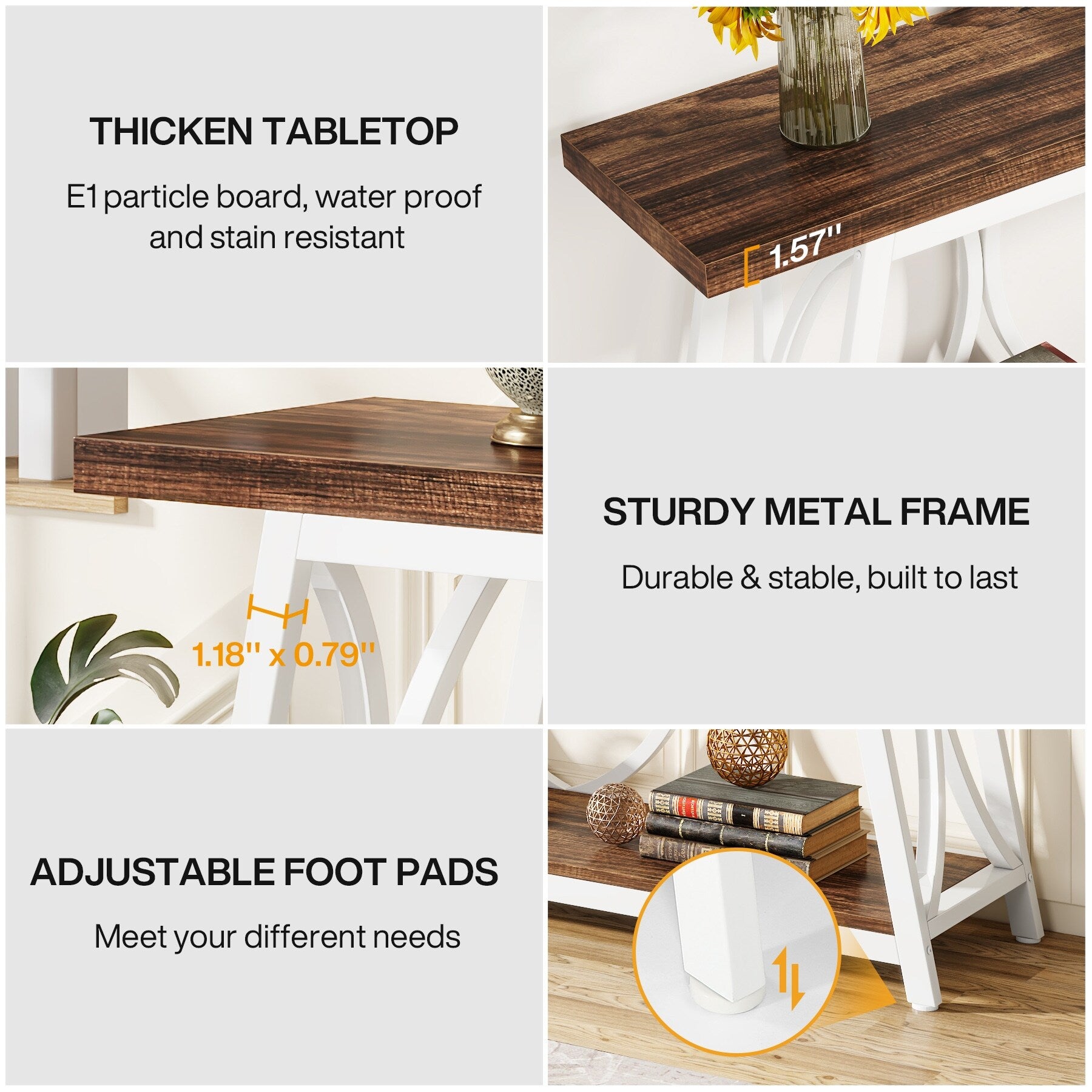 Table console extra longue de 70,9 pouces, table d'appoint pour salon