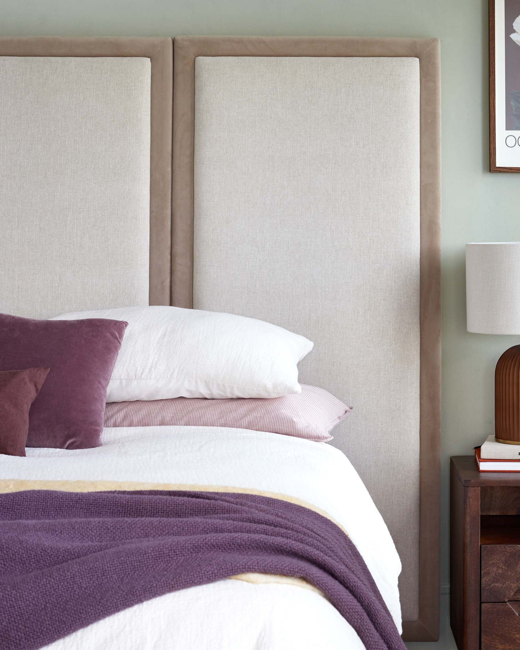 Tête de lit à grand panneau Penelope Champagne en matériau mixte naturel