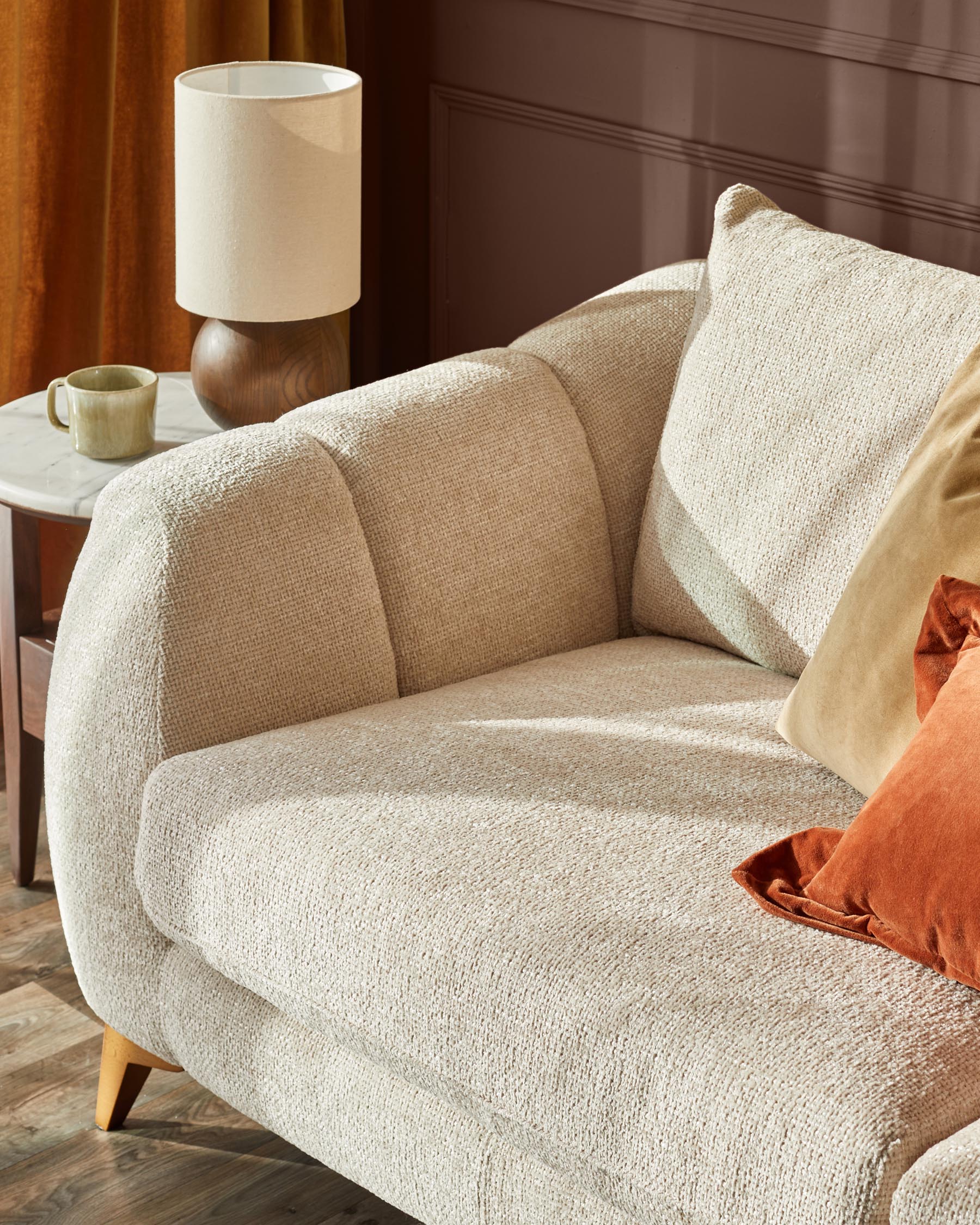 Canapé 2 places Genevieve en tissu naturel à grosses mailles