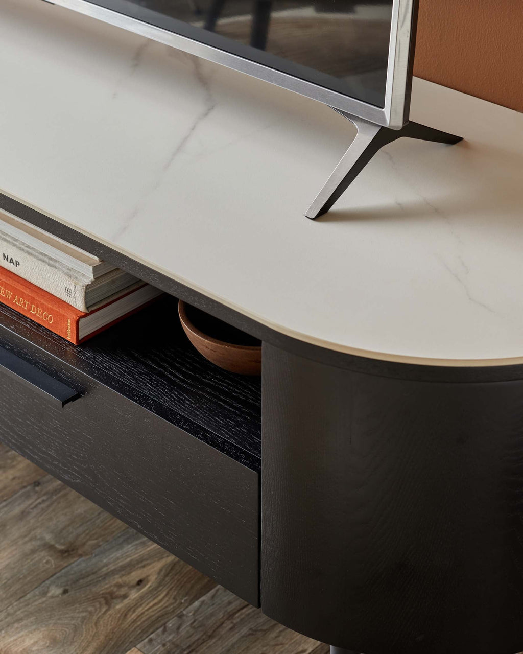 Meuble TV en céramique marbrée Manhattan