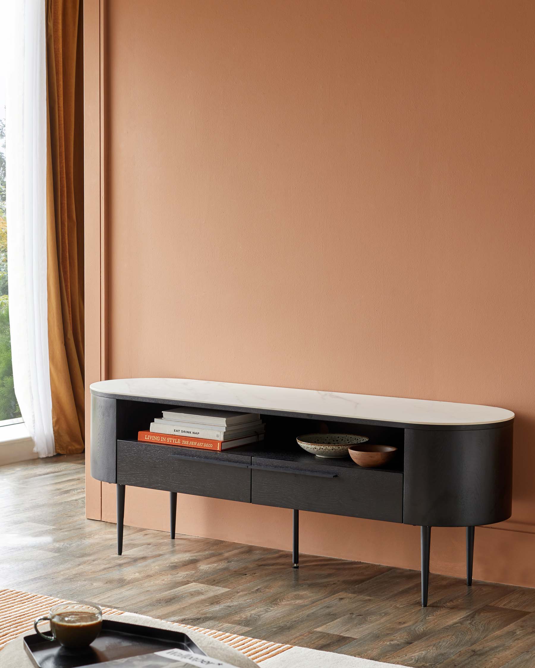 Meuble TV en céramique marbrée Manhattan