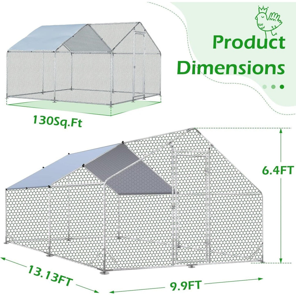 AECOJOY Grand poulailler en métal avec cage à poulets en métal