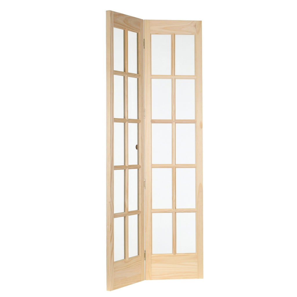 Porte pliante traditionnelle en pin brut AWC de 30 pouces avec verre divisé