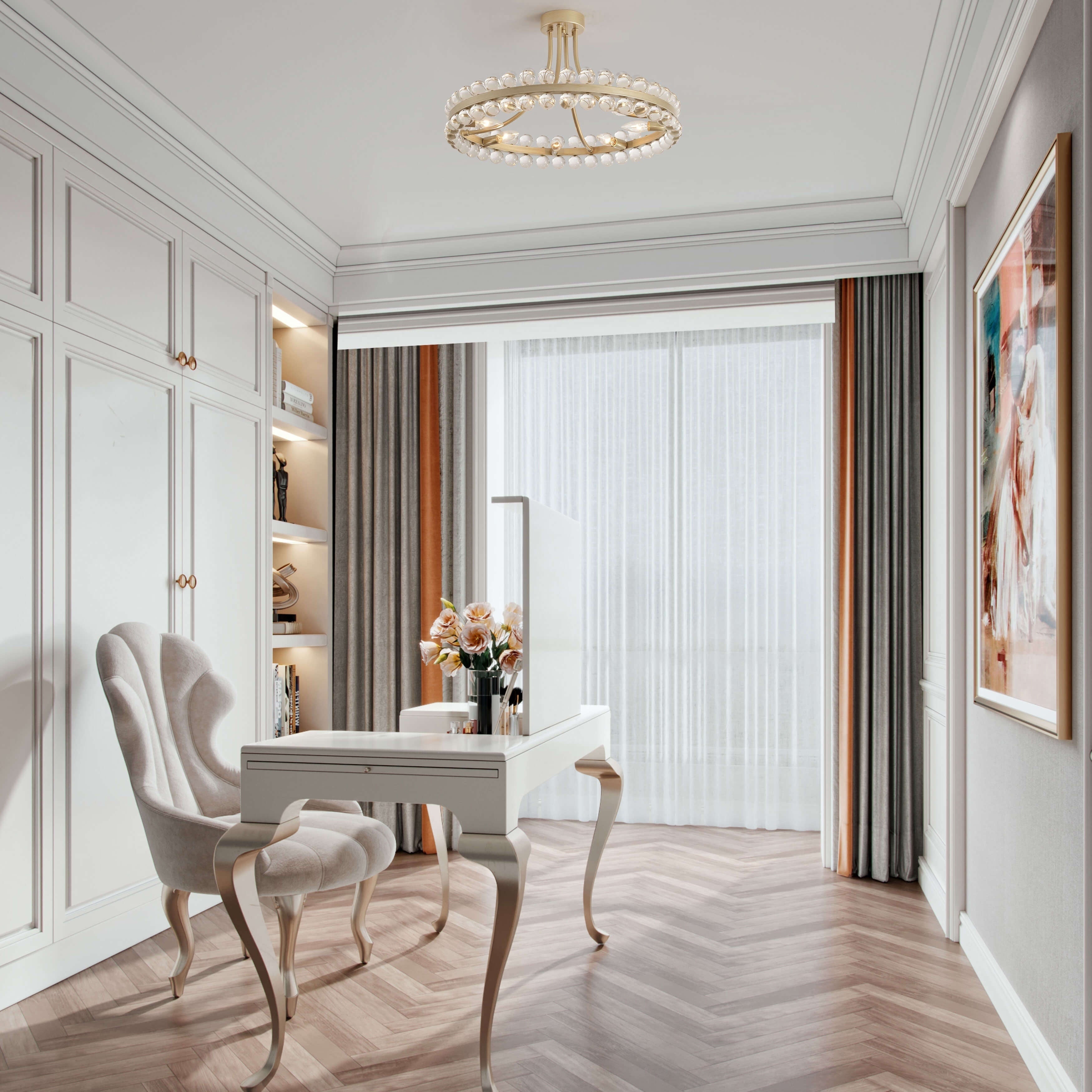 Plafonnier semi-encastré en cristal Elvira à 8 lumières, motif roue de chariot