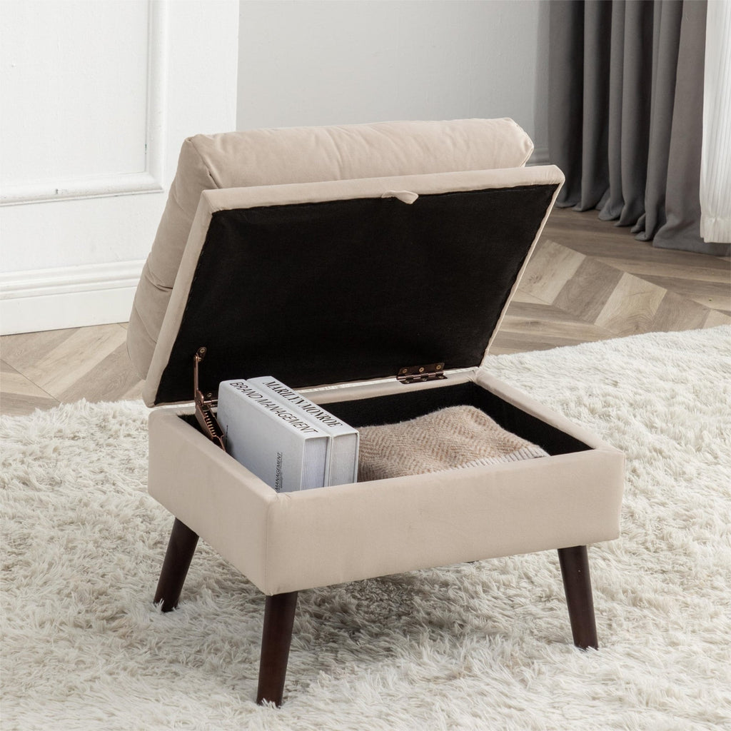Fauteuil d'appoint HOMYKA avec dossier réglable et pouf de rangement