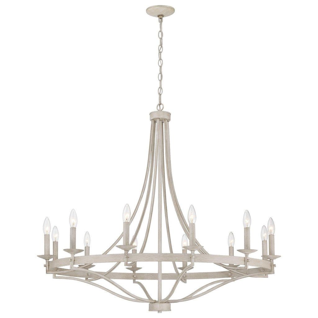 Lustre Empire à 12 lumières de style ferme moderne Fidenza avec roue de chariot et UL - D40'' * H135''