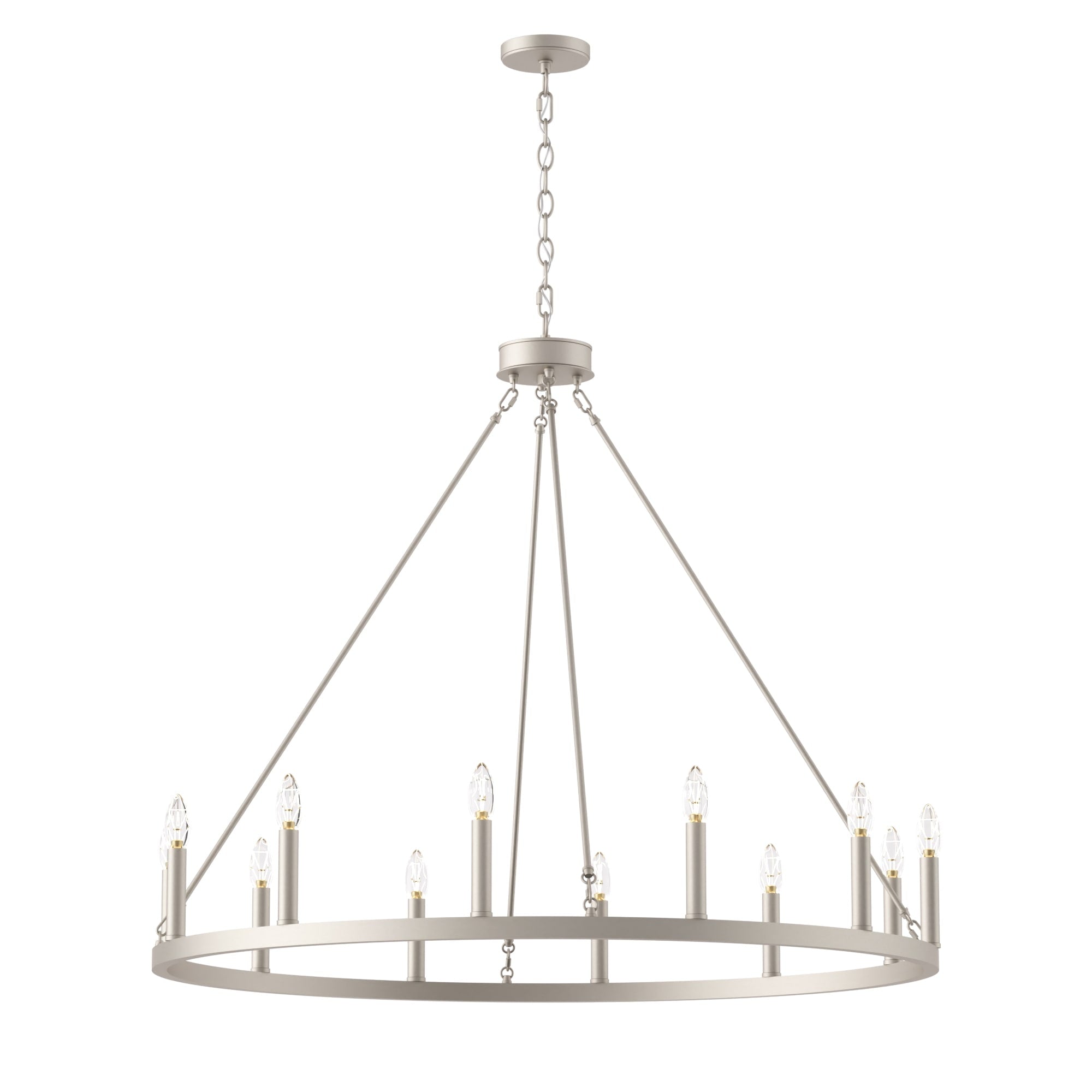 Lustre Acroma Farmhouse à 12 lumières, 40 po, en forme de roue de chariot, certifié UL - 40 po P x 138 po H