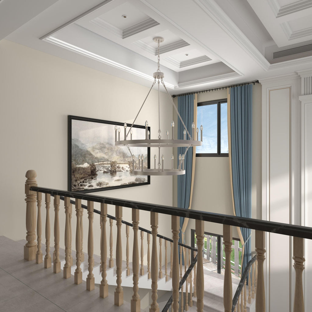 Lustre rond en forme de roue de chariot de style ferme moderne Acroma à 20 lumières de 40 po avec UL