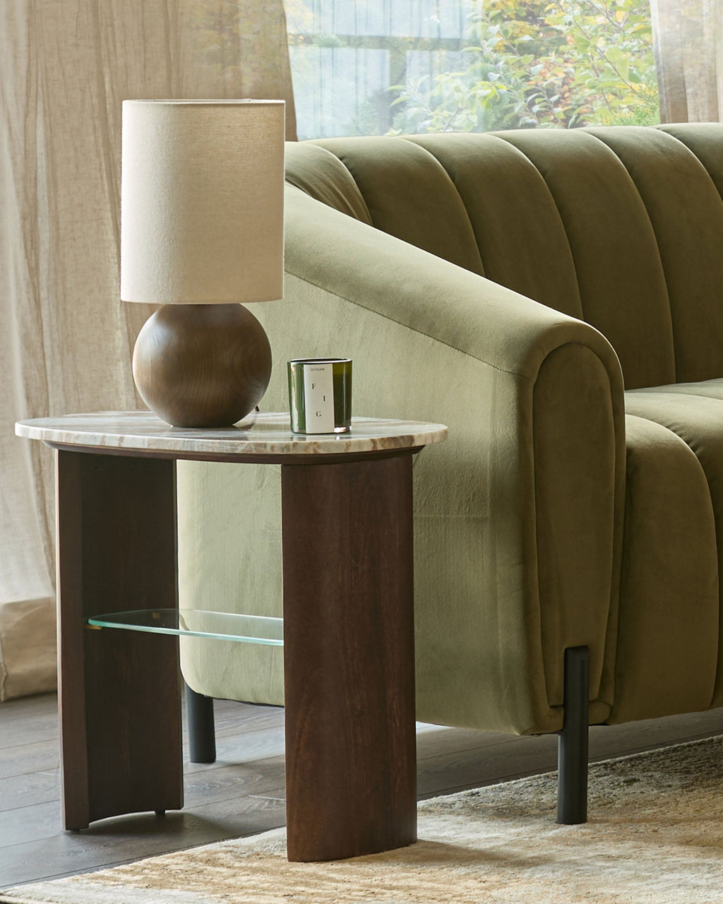 Table d'appoint Adalynn en bois foncé et marbre de Toronto