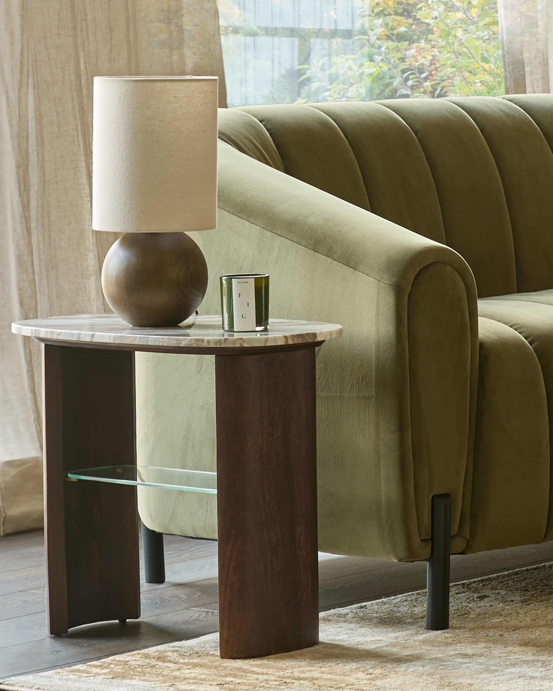 Table d'appoint Adalynn en bois foncé et marbre de Toronto