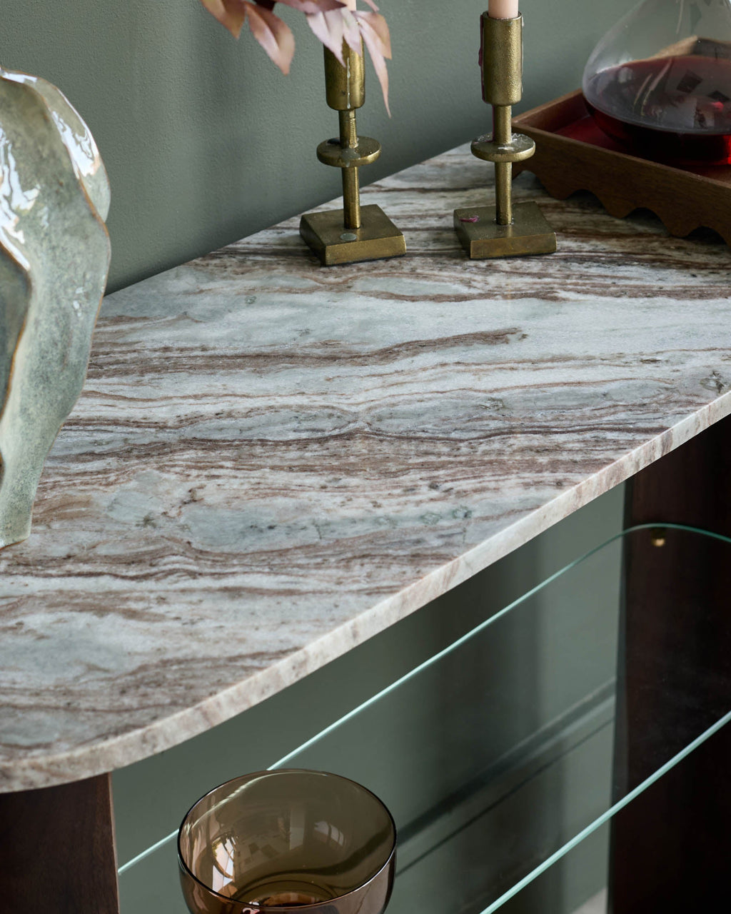 Console en marbre et bois foncé Adalynn Toronto