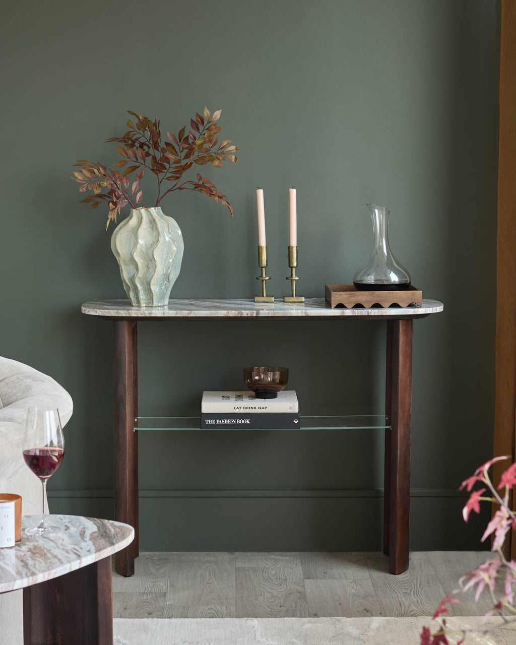 Console en marbre et bois foncé Adalynn Toronto