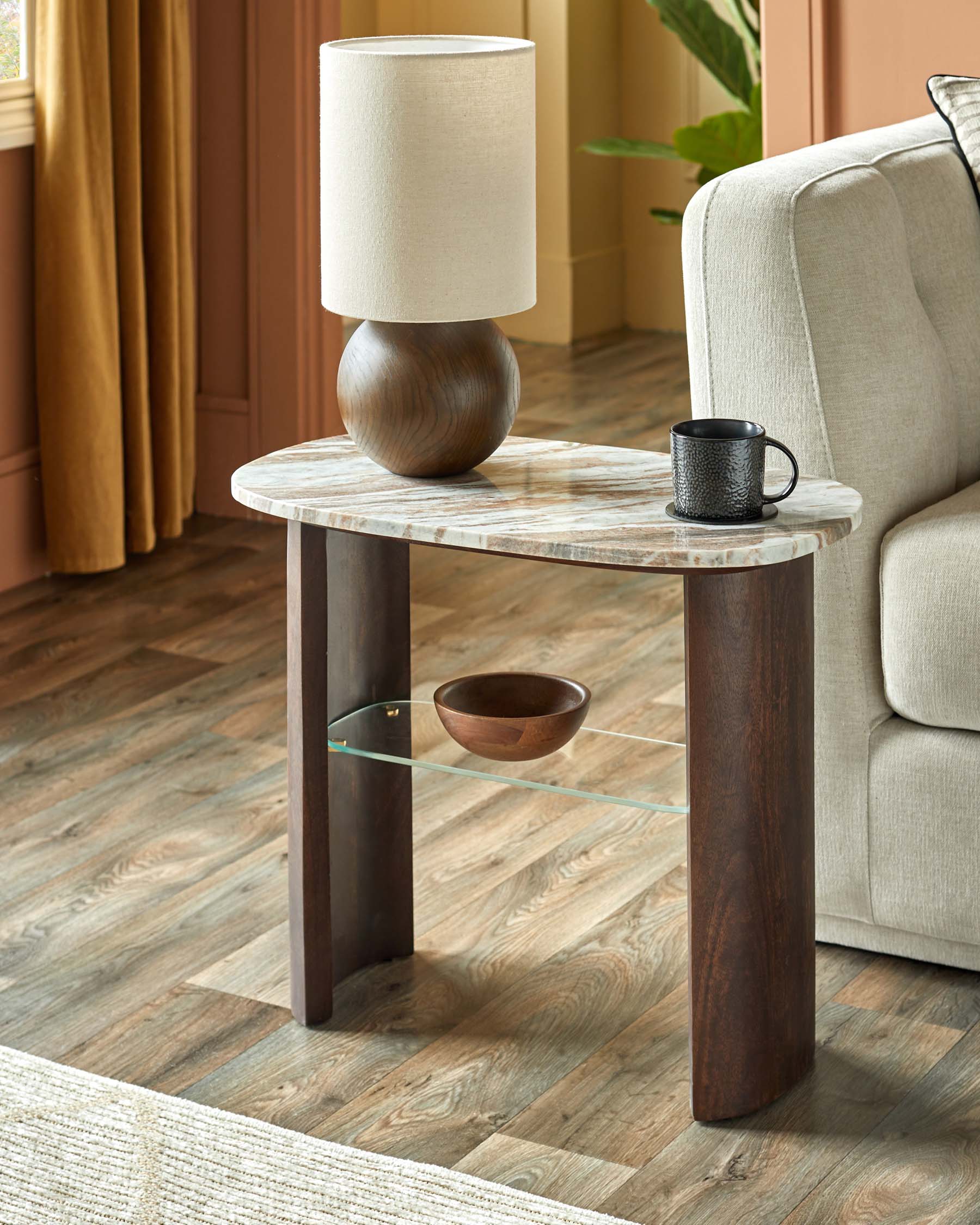 Table d'appoint Adalynn en bois foncé et marbre de Toronto