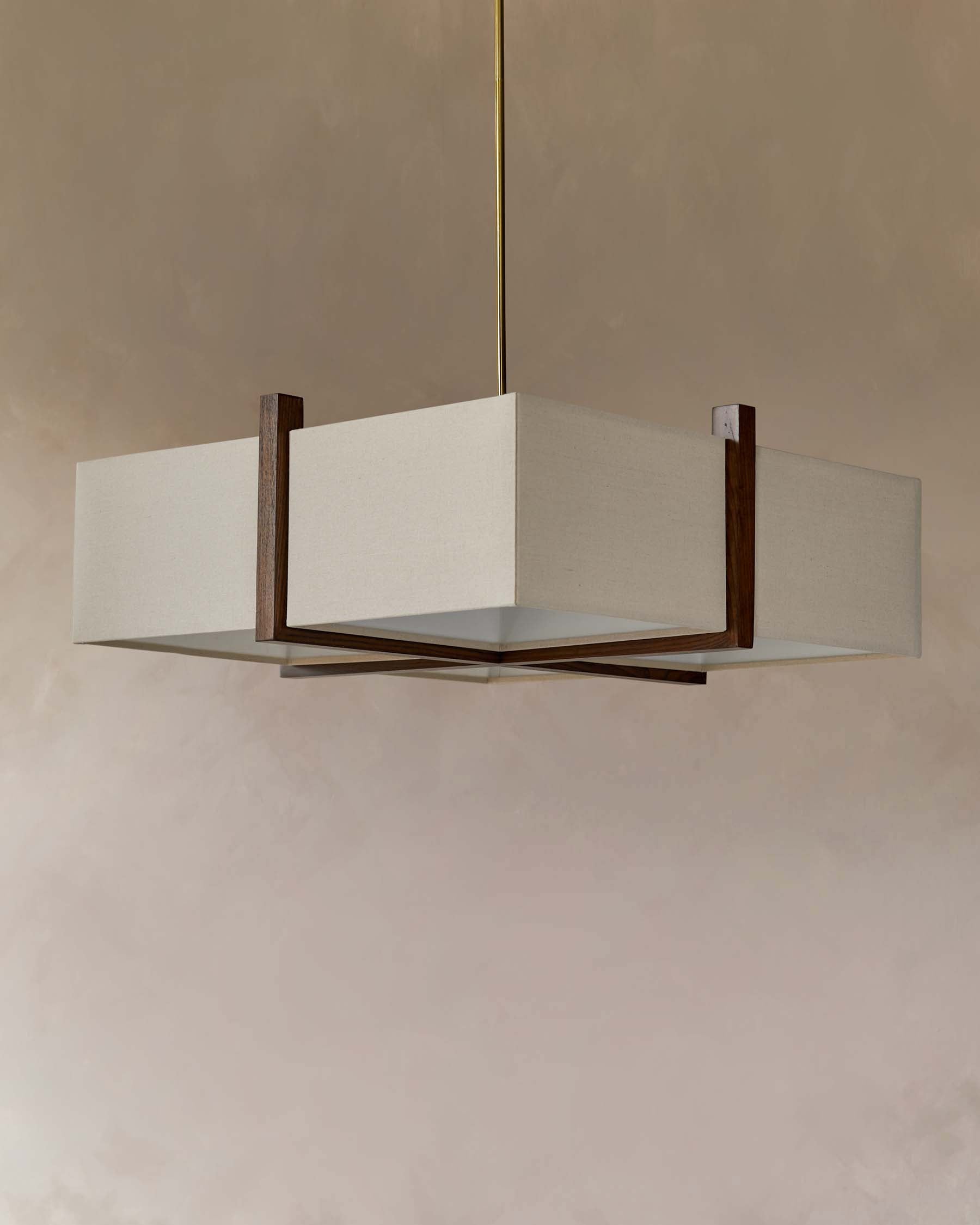 Suspension Addison en lin naturel à 4 lumières réglables