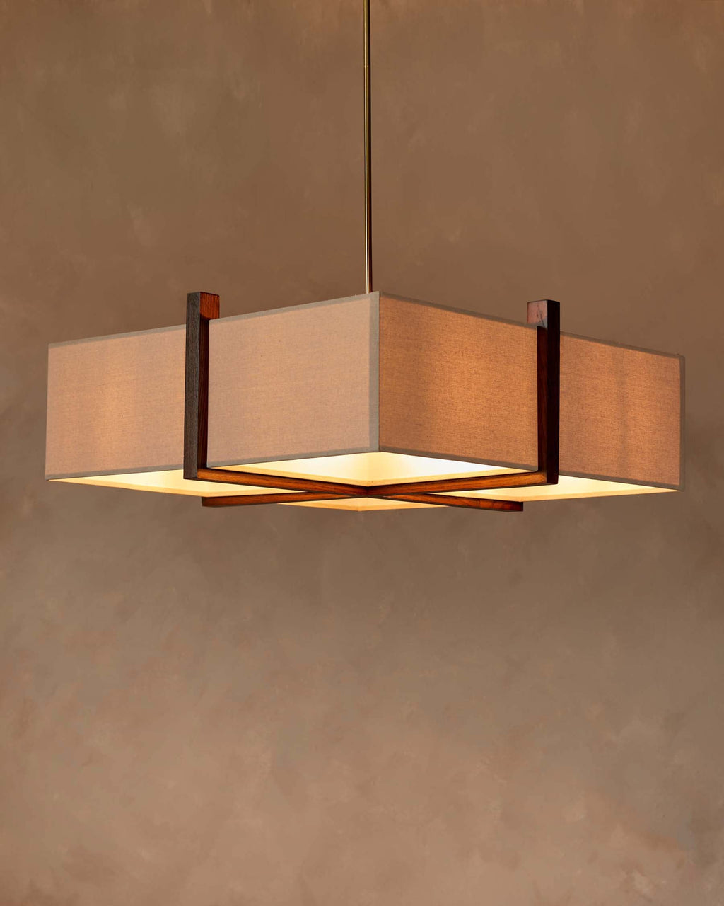 Suspension Addison en lin naturel à 4 lumières réglables