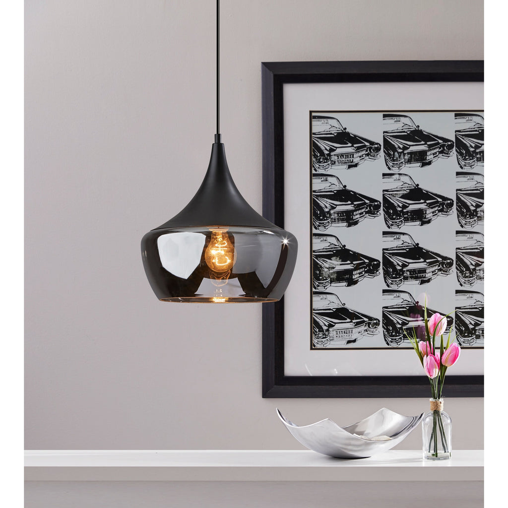 Lampe suspendue Eliza noire ou acier Adesso
