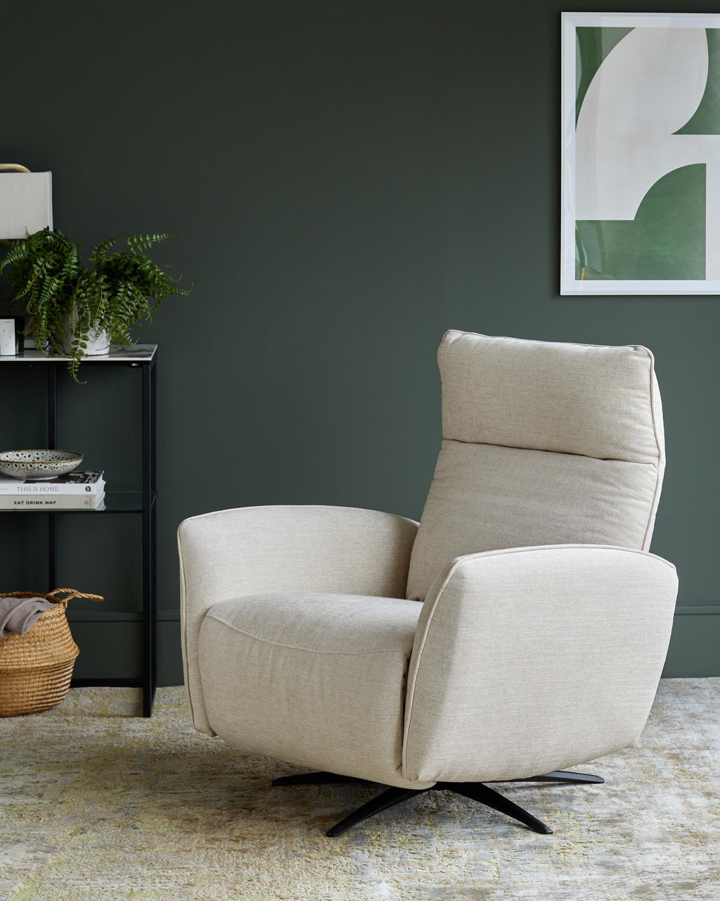 Fauteuil de massage inclinable Aiden en tissu ivoire