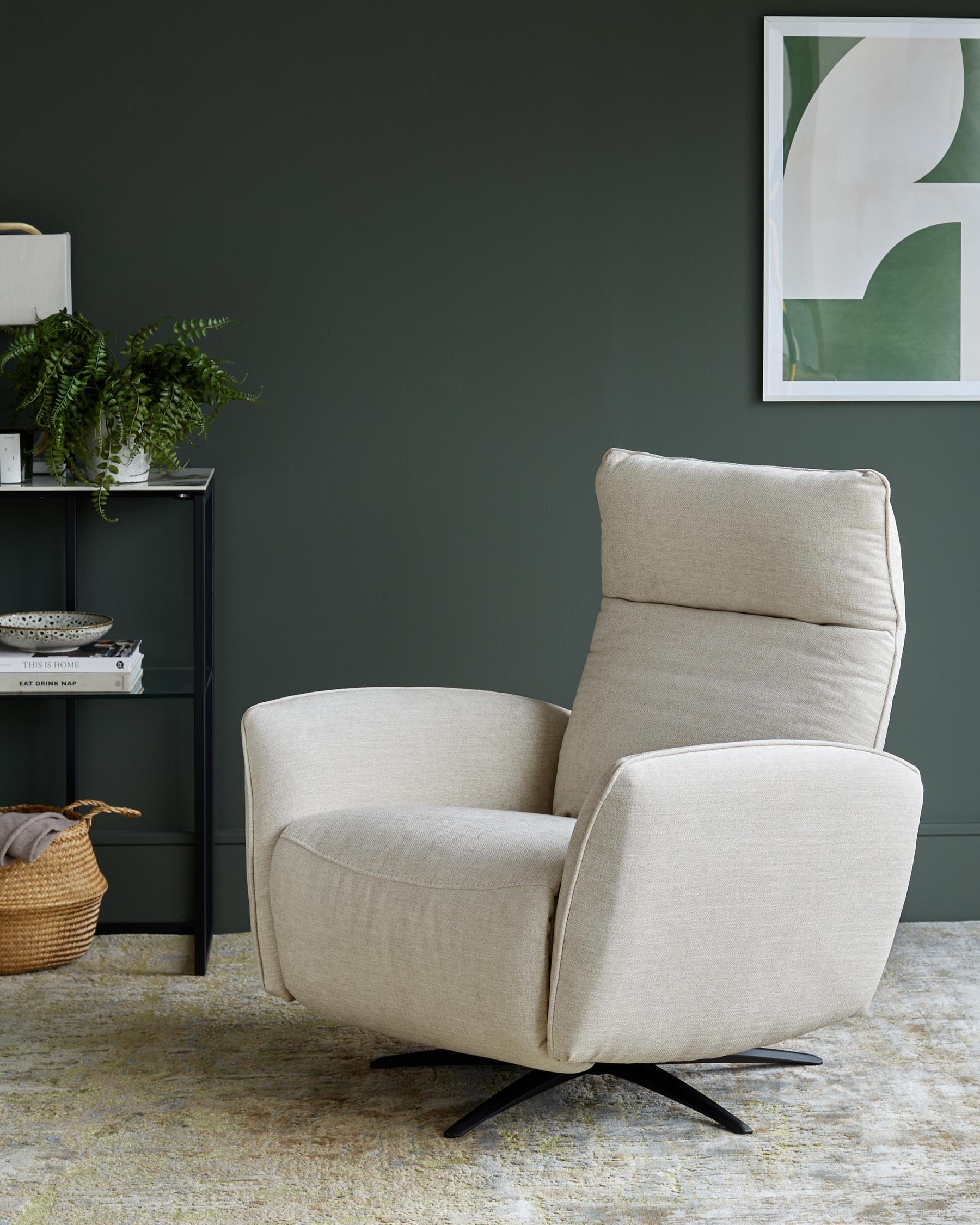 Fauteuil de massage inclinable Aiden en tissu ivoire