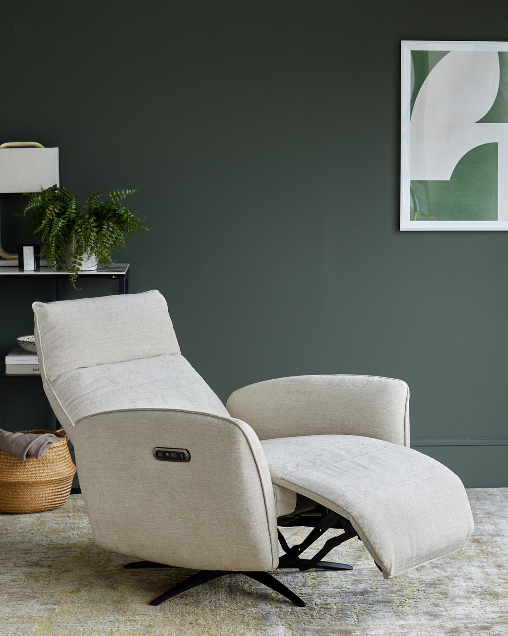 Fauteuil de massage inclinable Aiden en tissu ivoire