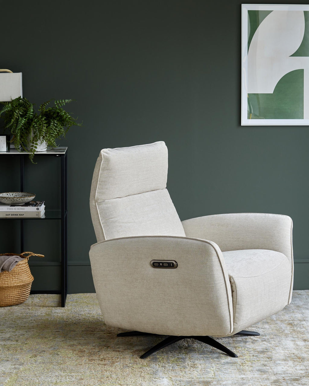 Fauteuil de massage inclinable Aiden en tissu ivoire