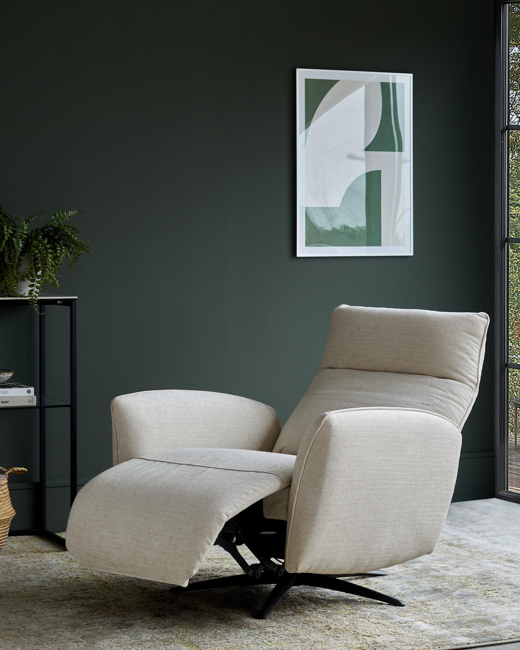 Fauteuil de massage inclinable Aiden en tissu ivoire